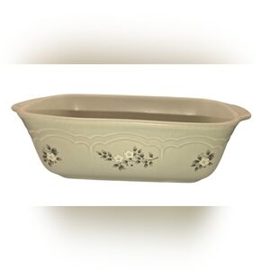Heirloom Pfaltzgraff Mini Stoneware Loaf Pan Floral W/Scallop Design Retired USA